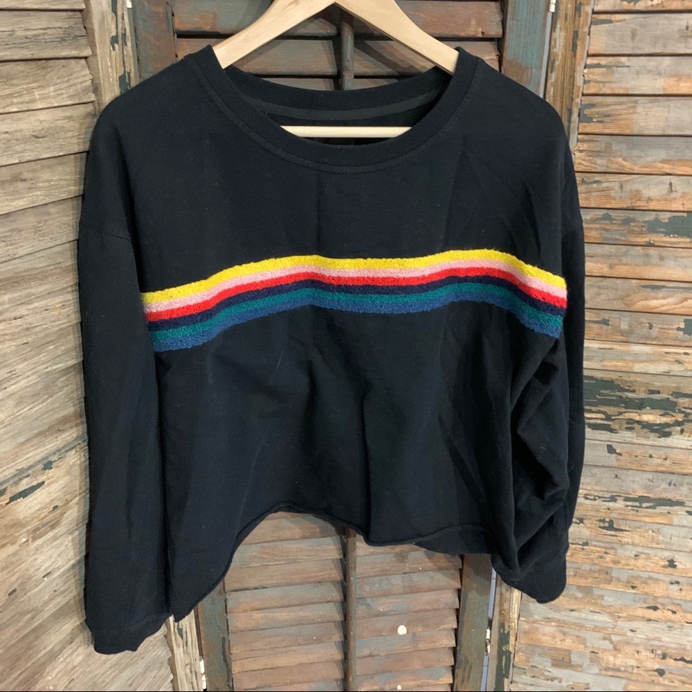 Sunday’s Two cropped rainbow stripe sweatshirt